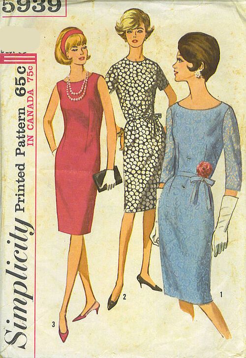 Simplicity 5939 Womens Half Size Shift Dress 1960s Vintage Sewing Pattern Size 14 1/2 Bust 35 inches UNUSED Factory Folded