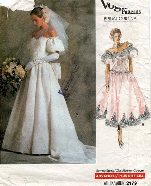 Vogue Bridal Original 2179 Womens Corset Bodice Puff Sleeved Bridal Go