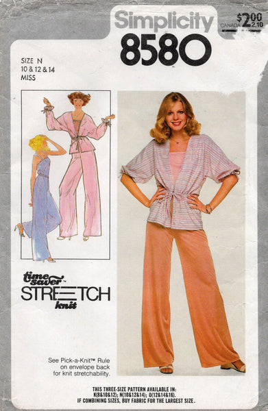 Simplicity 8580 Womens Stretch Knit Casual Top Jacket & Wide Leg Pants