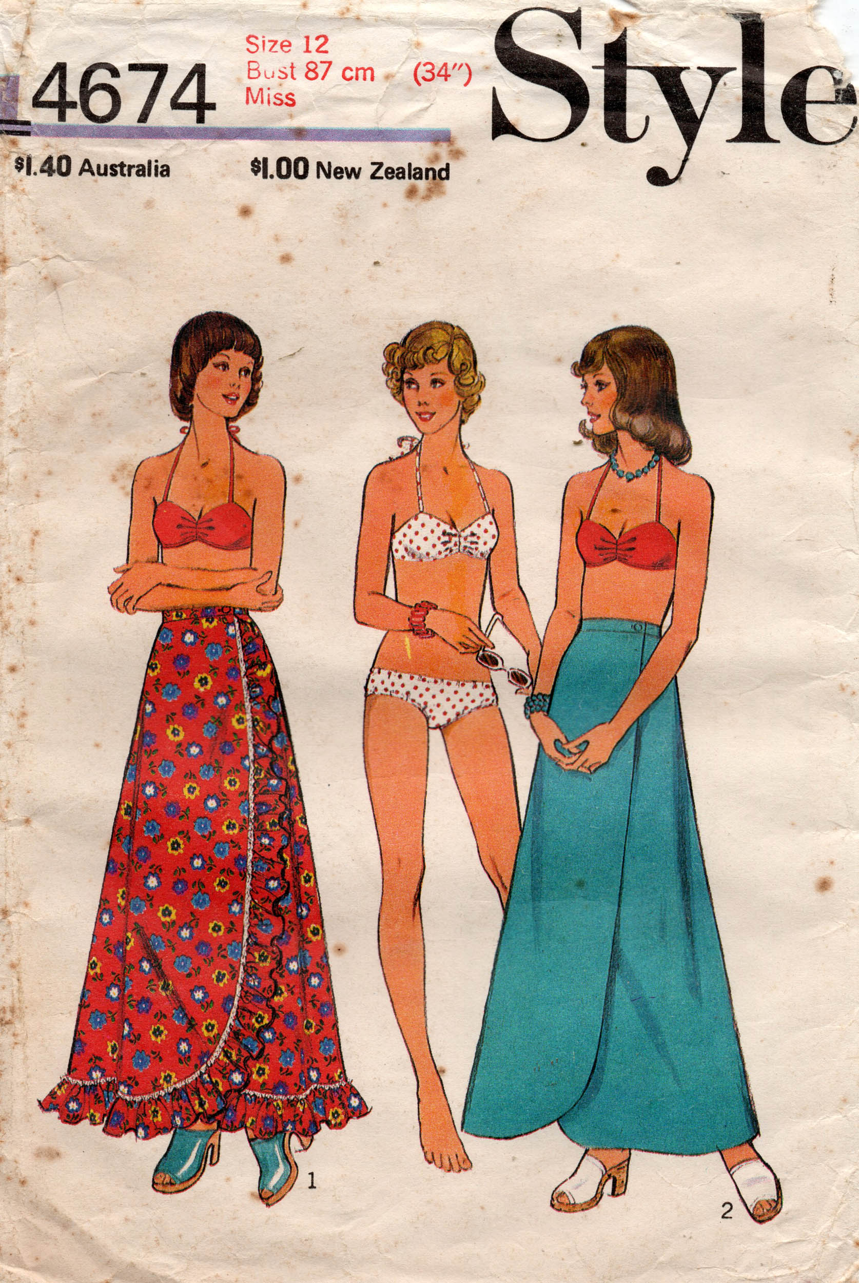 Style 4674 Womens Bikini Maxi Wrap Sarong Skirt 1970s Vintage Sewing All The Precious Things