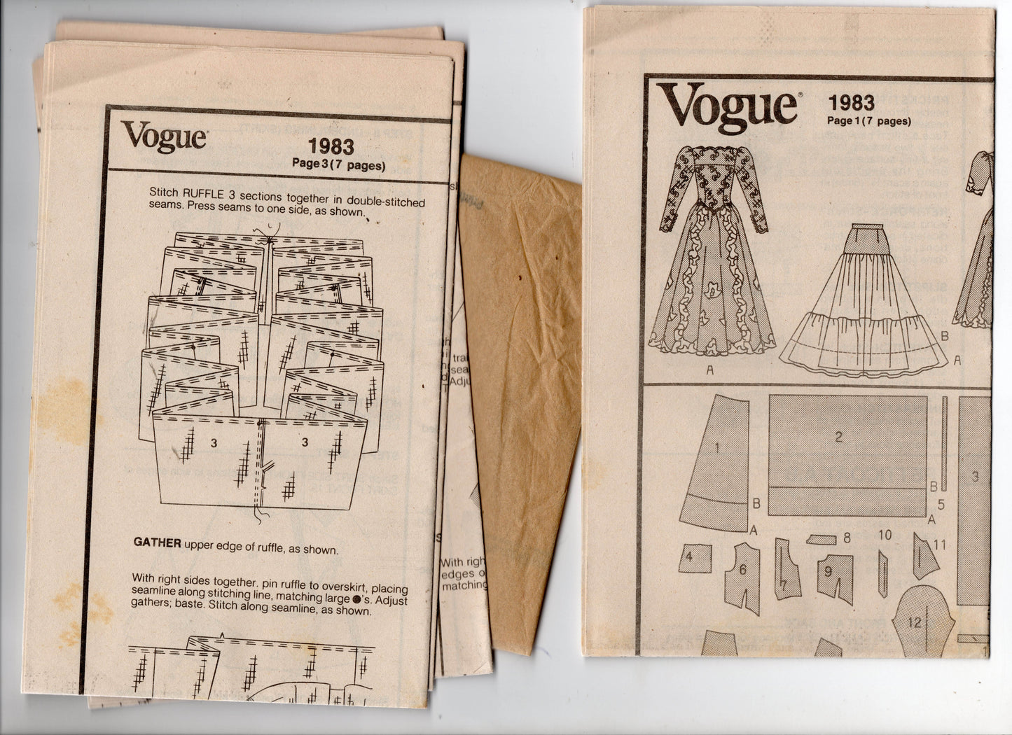 Patrón de costura original de Vogue Bridal para vestido de novia o de dama de honor con escote en la espalda y mangas abullonadas para mujer de 1980, talla 12, busto 34 pulgadas