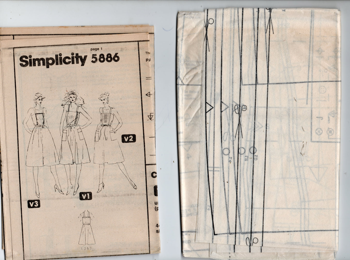 Patrón de costura Simplicity 5886 para vestido veraniego tipo jersey para mujer, estilo vintage de los años 1980, talla 10-14, sin cortar, doblado de fábrica