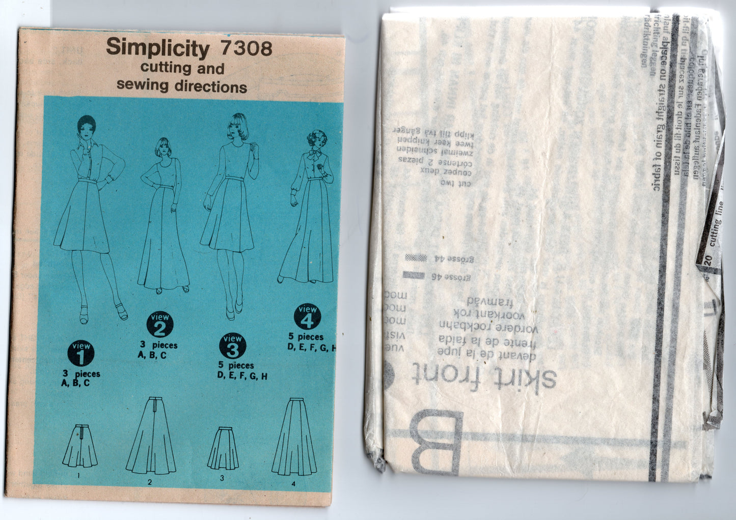 Patrón de costura vintage de los años 70, estilo 4712, para mujer, vestido o top largo con cuello halter y pantalones palazzo de pierna ancha, talla 10, sin cortar, doblado de fábrica