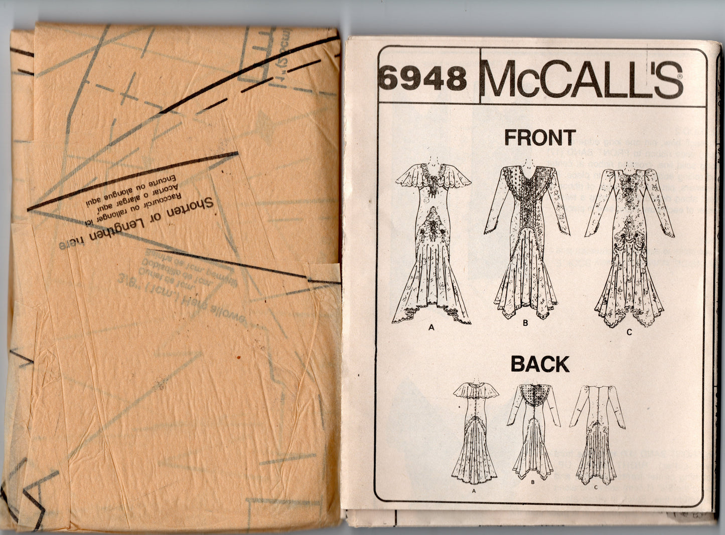 Patrón de costura para vestido de novia o de dama de honor con encaje romántico exclusivo de McCall ALICYN para mujer, años 90, talla 12, busto de 34 pulgadas, sin cortar, doblado de fábrica