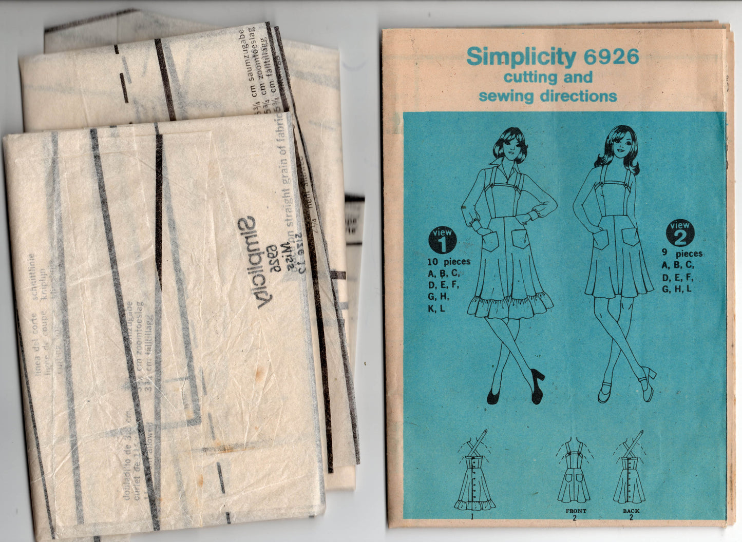 Simplicity 6926 Womens Back Buttoned Ruffled Sundress or Jumper Dress 1970s Vintage Sewing Pattern Size 12 Bust 34 Inches