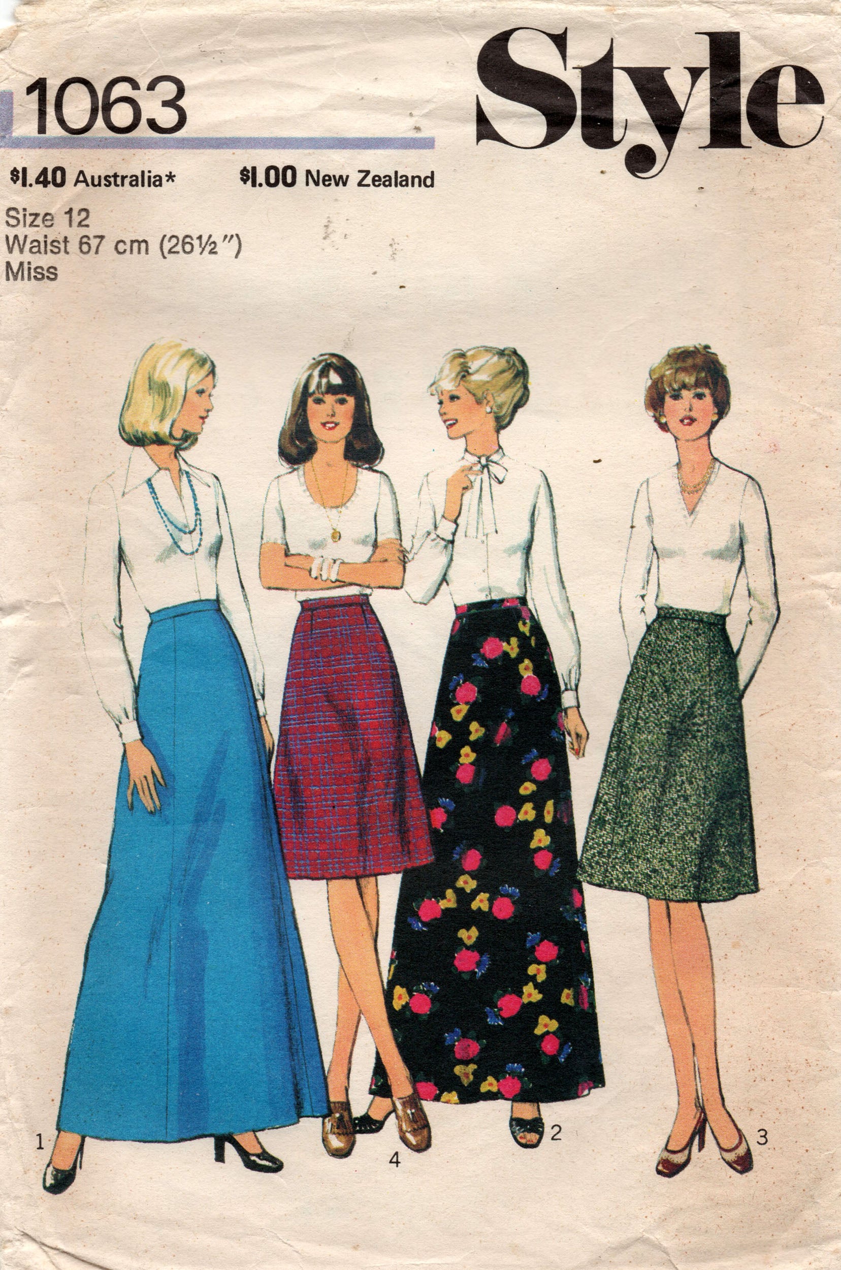 Style 1063 Womens EASY A Line Skirts 1970s Vintage Sewing Pattern Size All The Precious Things