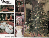 Vogue 2776 Christmas Decoration Pack Santa Pillows Stockings Wreath Angel etc 1980s Vintage Sewing Pattern UNCUT Factory Folded
