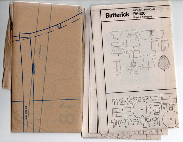 Butterick B6606 Retro 1960 Dolls Clothes Wardrobe Sewing Pattern For 1