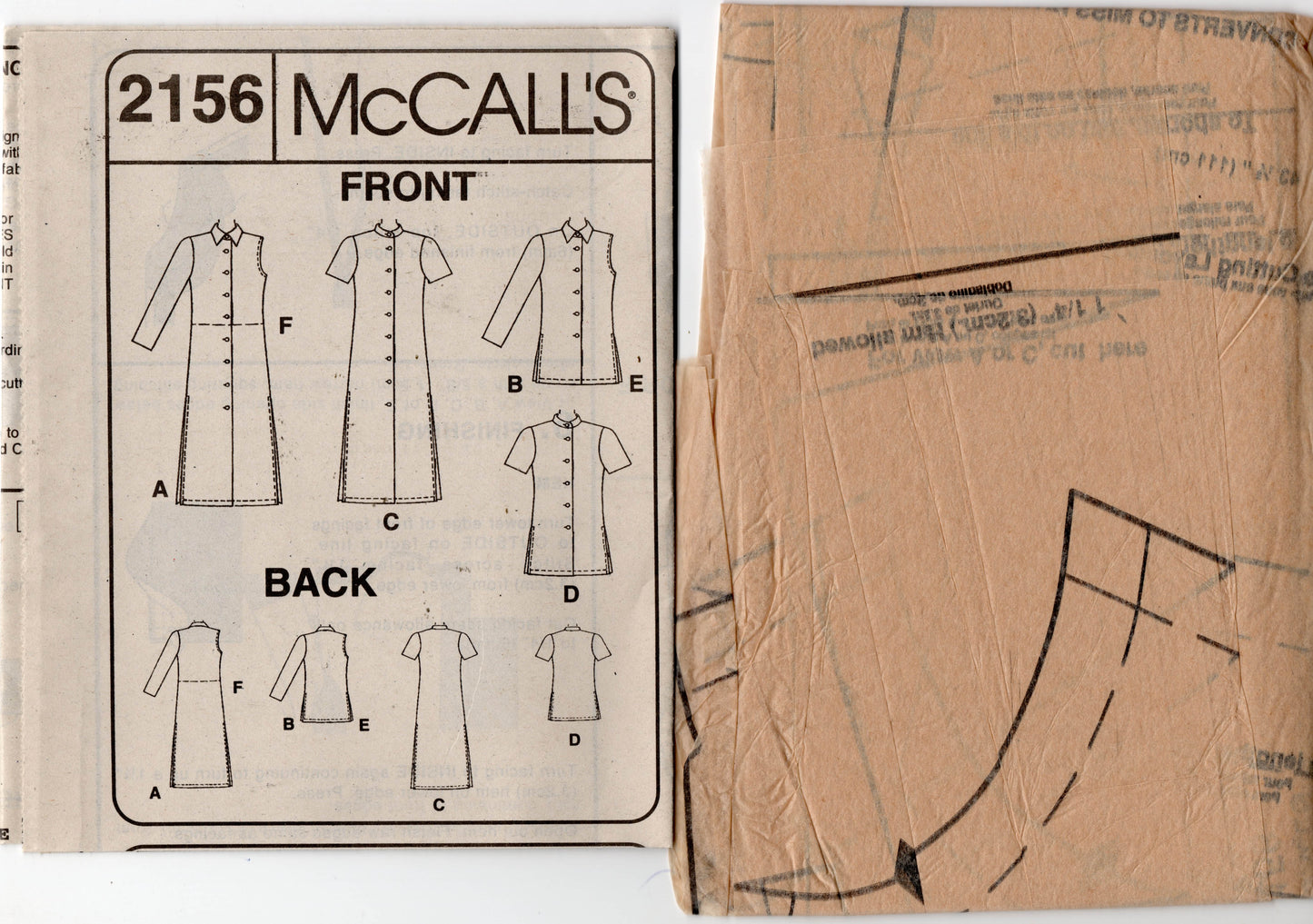 McCall's 2156 Womens Classic Shirts in 3 Lengths 1990s Vintage Sewing Pattern Size MEDIUM 12-14 UNCUT Factory Folded