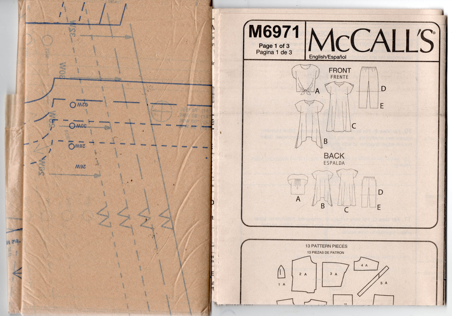 McCall's 6971 Womens EASY Pullover Top Tunic Dress Shorts & Pants Sewing Pattern Sizes 18 - 24 or 26 - 32 UNCUT Factory Folded