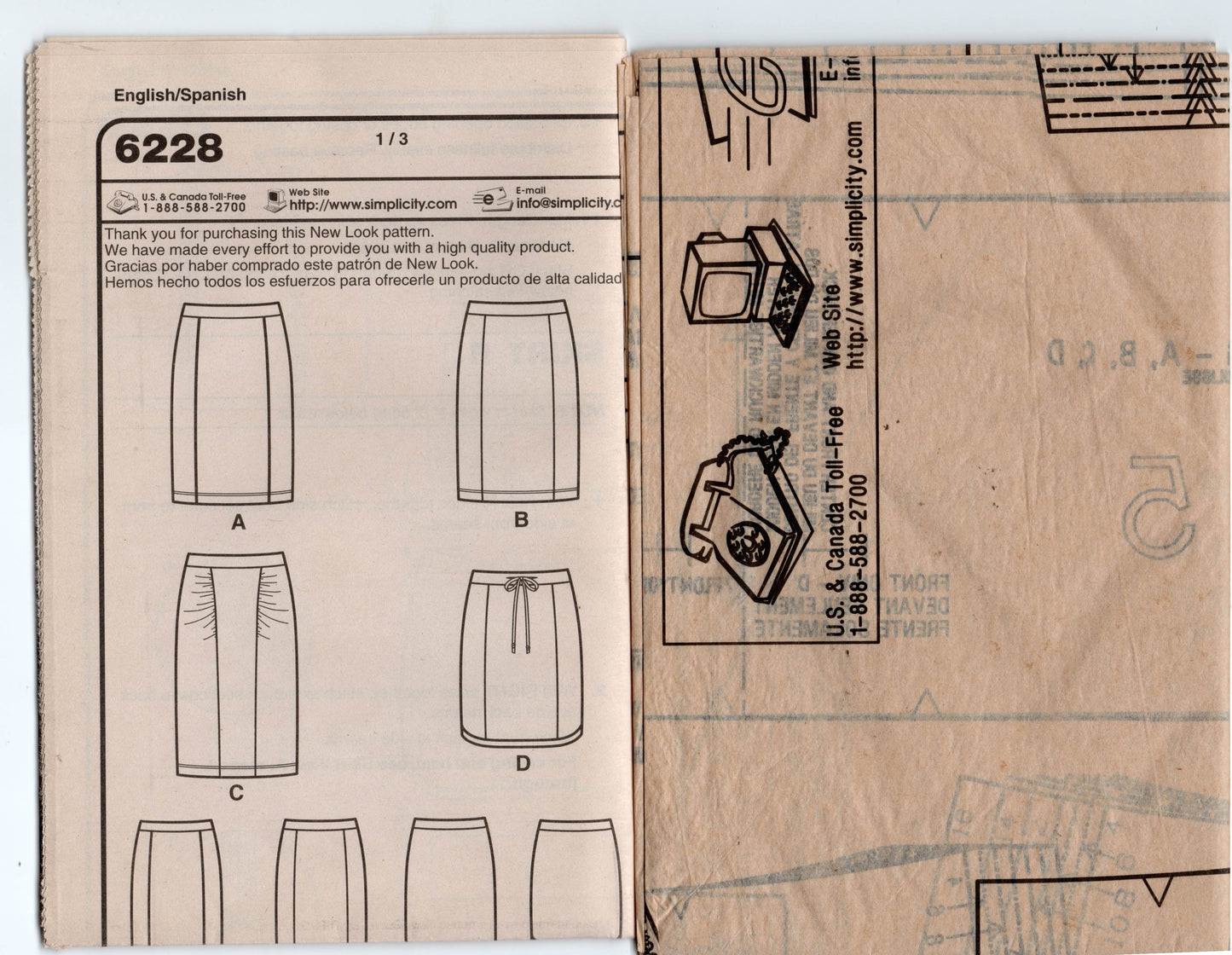 New Look 6228 Womens Stretch Slim Ruched Panelled Skirts Out Of Print Sewing Pattern Size 4 - 16 UNCUT Factory Folded