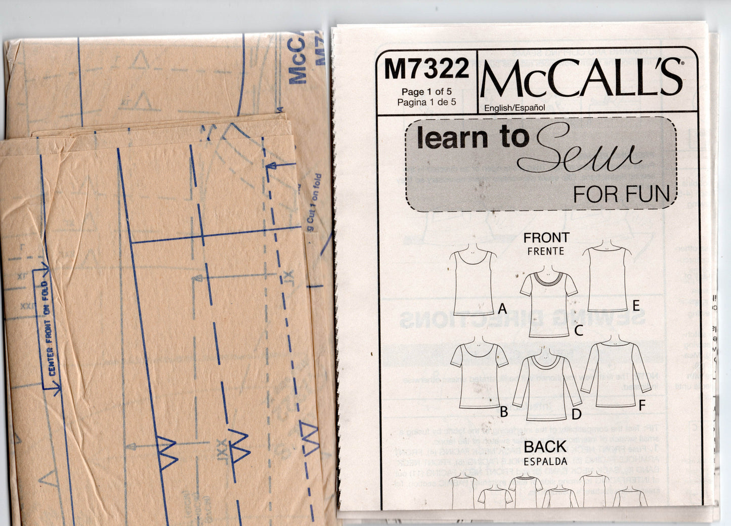 McCall's M7322 Womens EASY Summer Pullover Tops Out Of Print Sewing Pattern Size 4 - 26 UNCUT Factory Folded