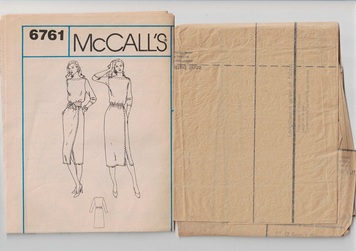 McCall's 6761 THEODORE Womens Stretch Knit Pullover Mock Wrap Dress 1970s Vintage Sewing Pattern Size 10 Bust 32.5 inches