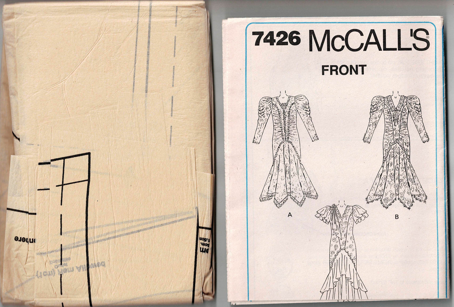 McCall's 7426 ALICYN EXCLUSIVES Womens Ruffled Lace Wedding Bridal Gown Out Of Print Sewing Pattern Size 8 or 14 UNCUT Factory Folded