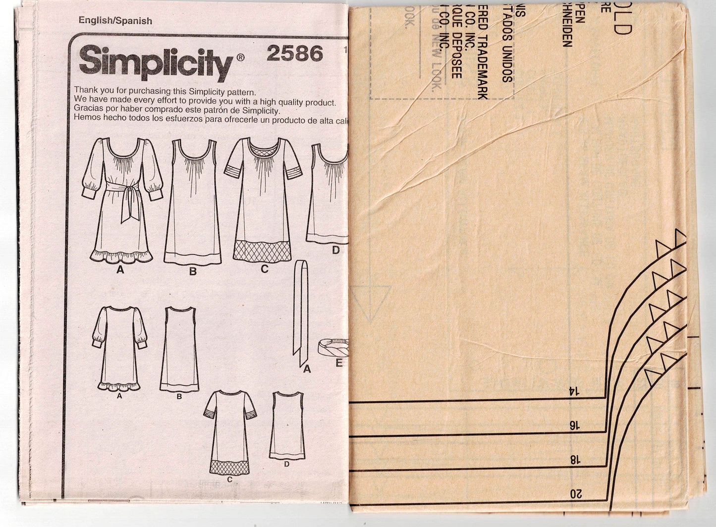 Simplicity 2586 CYNTHIA ROWLEY Womens EASY Pullover Dress Tunic Tie Belt & Headband Out Of Print Sewing Pattern Size 6 - 14 or 14 - 22 UNCUT Factory Folded