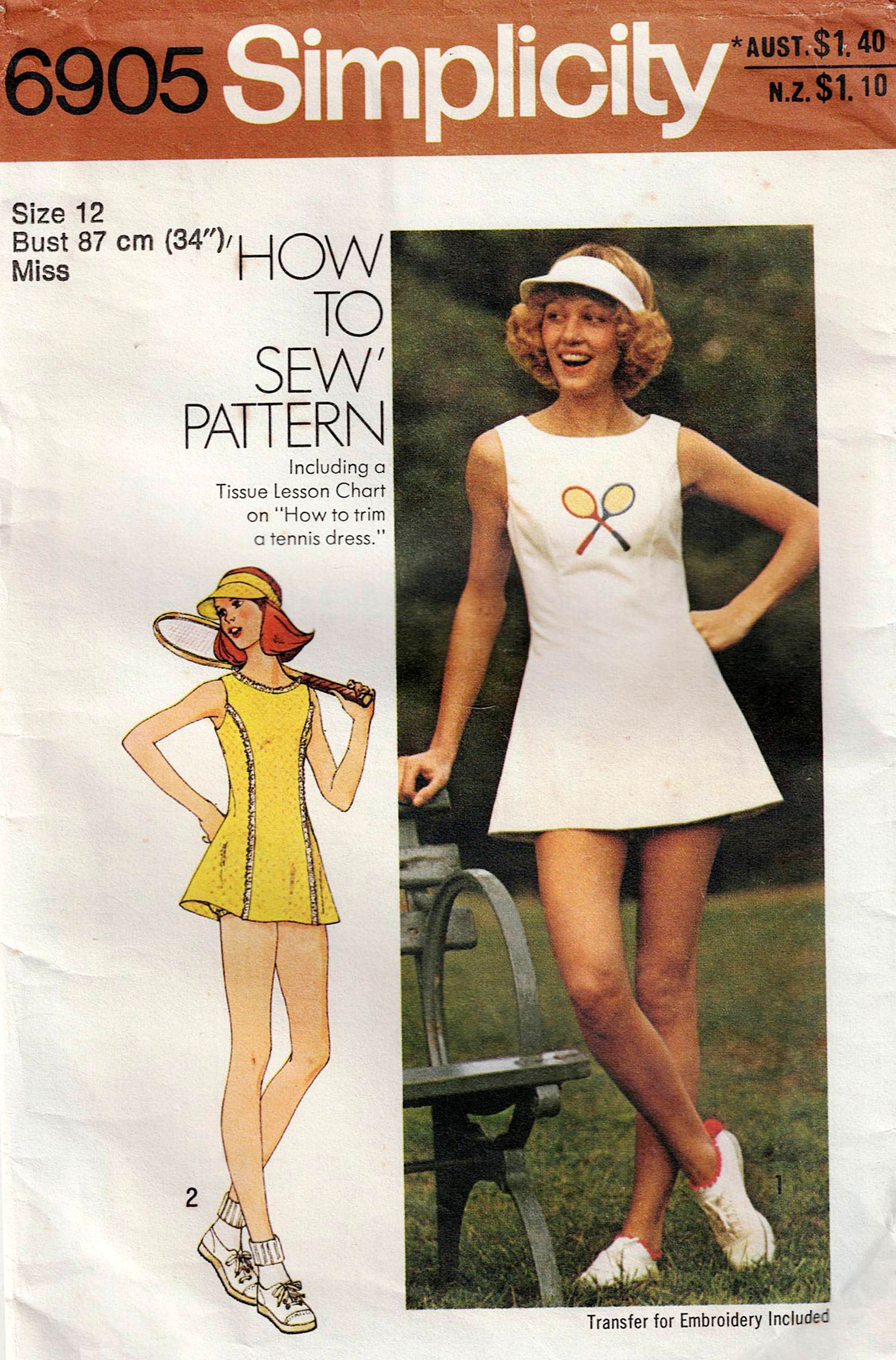 Simplicity 6905 Womens Classic Tennis Dress Visor & Panties with Embro – All The Precious Things