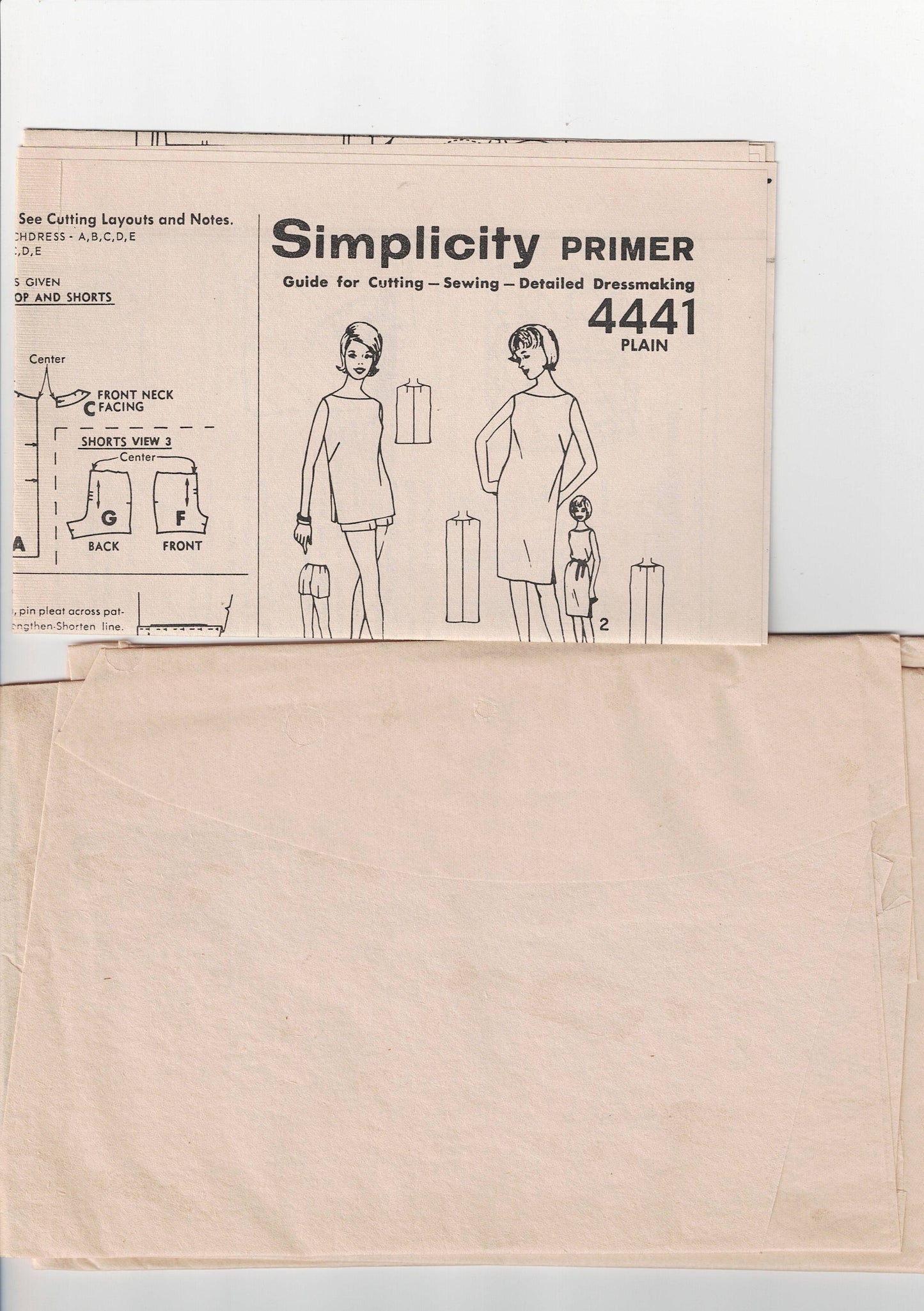 Simplicity 4441 JIFFY Womens Beach Dress Top & Shorts 1960s Vintage Sewing Pattern Size 14 Bust 34 inches UNUSED Factory Folded
