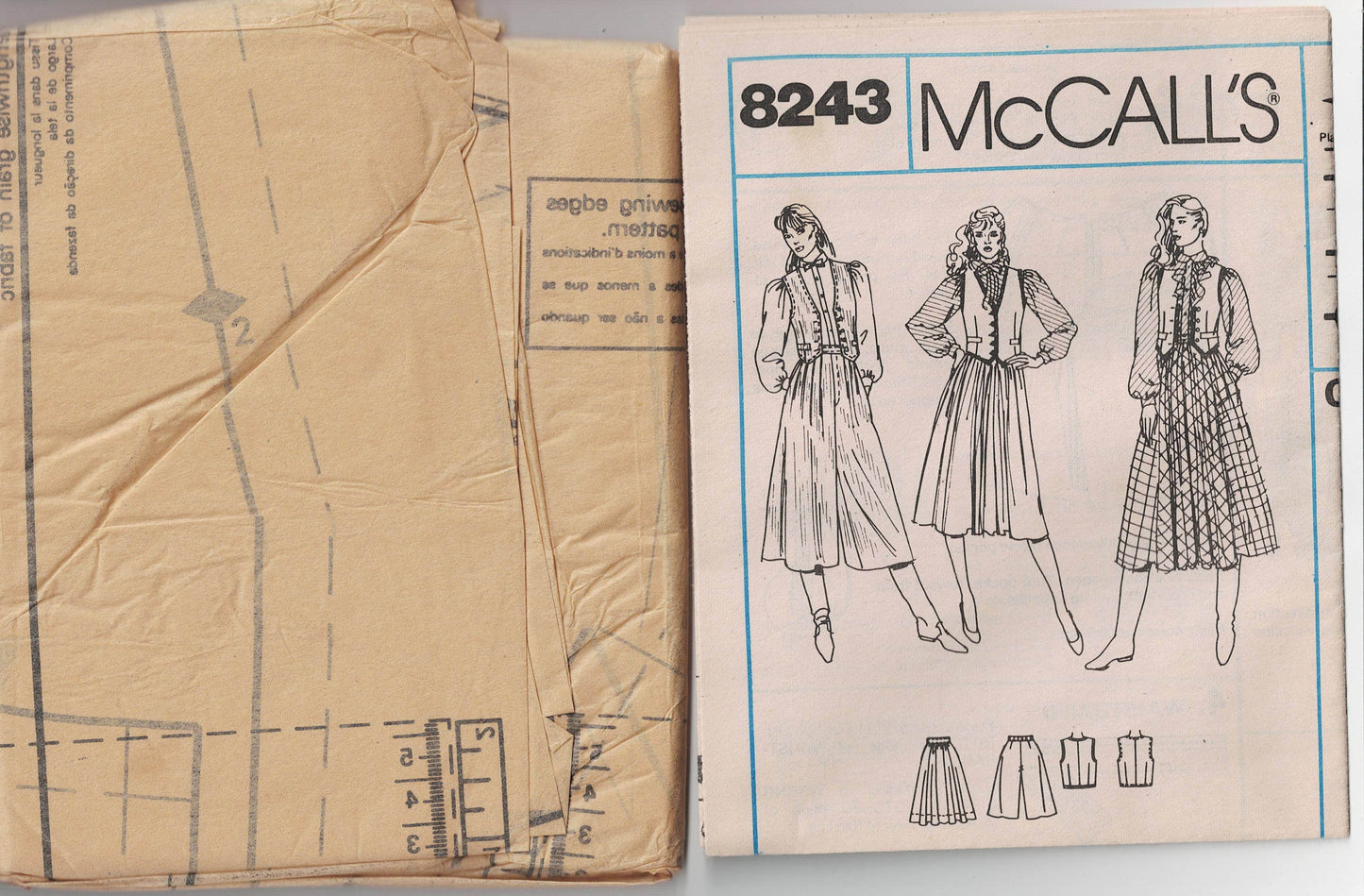 McCall's 8243 LIZ CLAIBORNE Womens Vest Skirt & Pleated Culottes 1980s Vintage Sewing Pattern Size 14 UNCUT Factory Folded