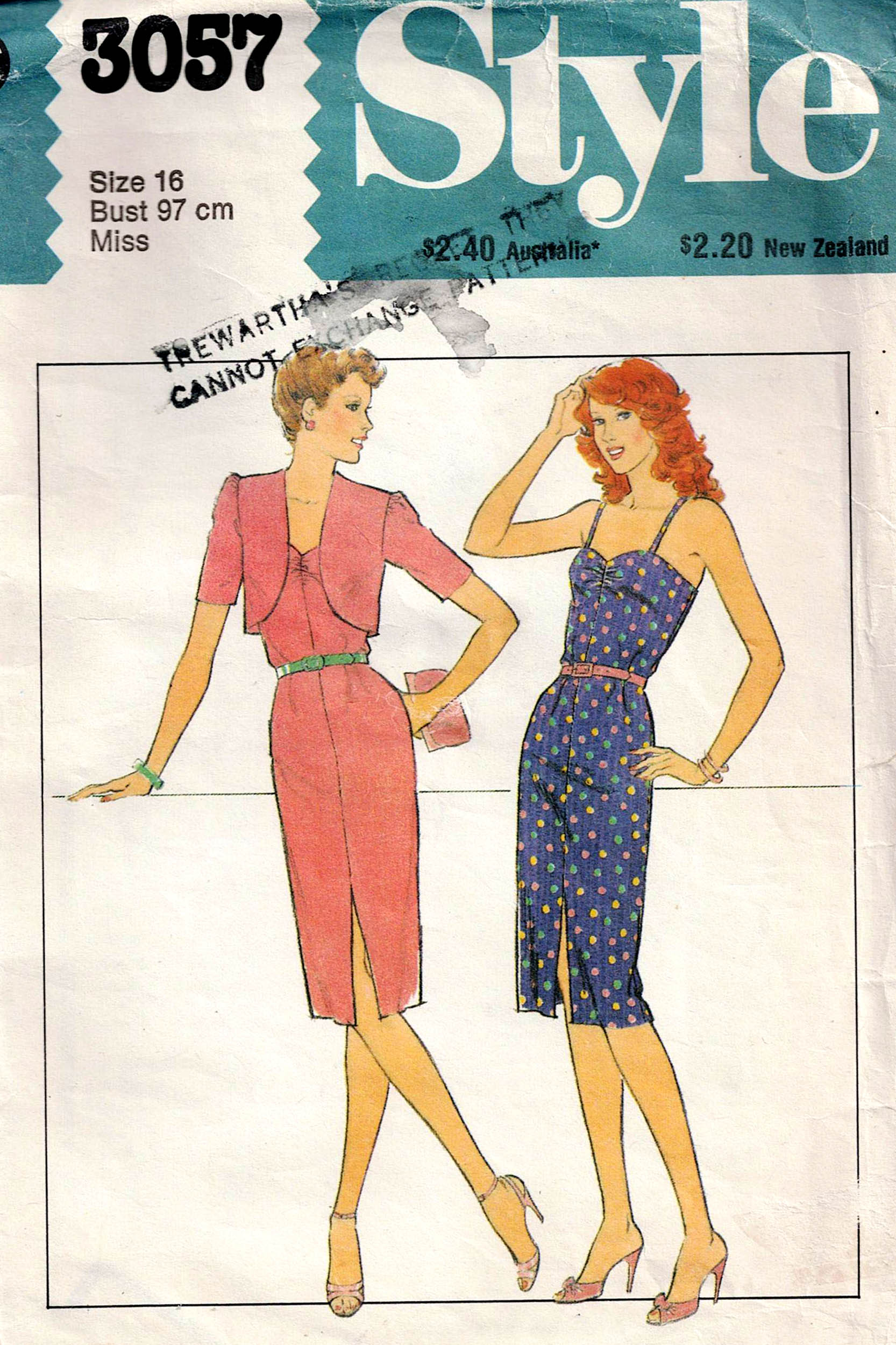 Style 3057 Womens Slim Sundress Bolero Jacket 1980s Vintage