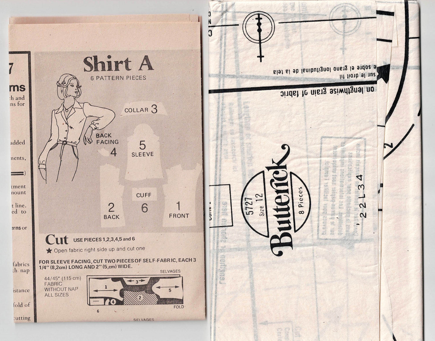 Patrón de costura Butterick 5727 EASY para blusa de cuello ancho o con lazo para mujer, estilo vintage de los años 70, talla 10, busto de 32,5 pulgadas