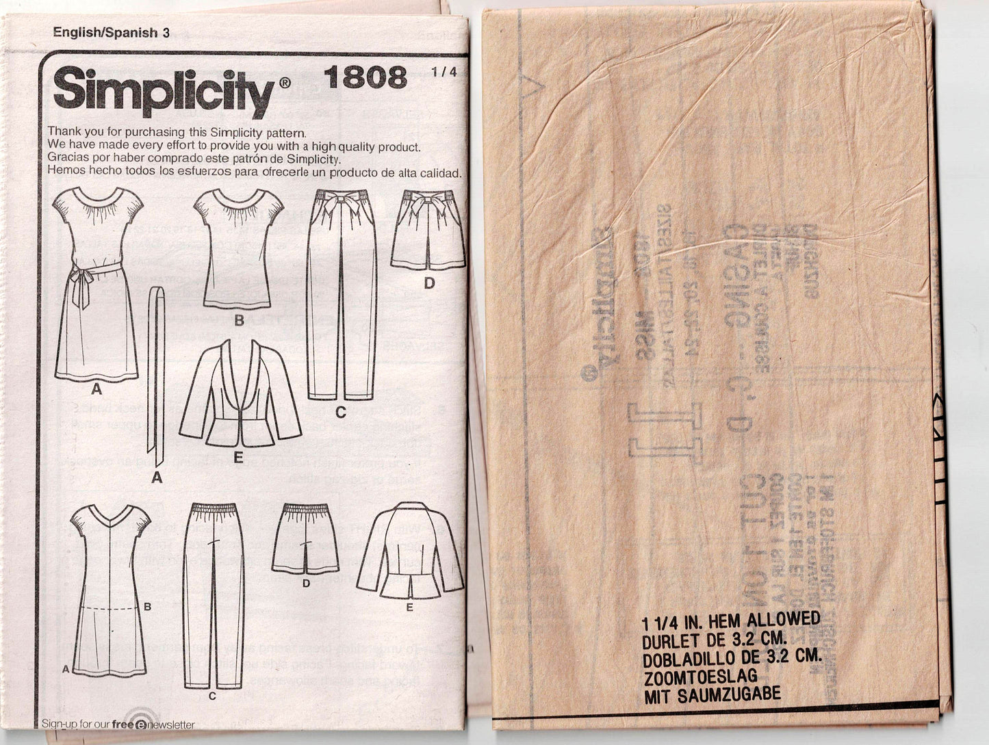Simplicity 1808 SEW STYLISH Womens Capsule Wardrobe Out Of Print Sewing Pattern Size 16 - 24 UNCUT Factory Folded