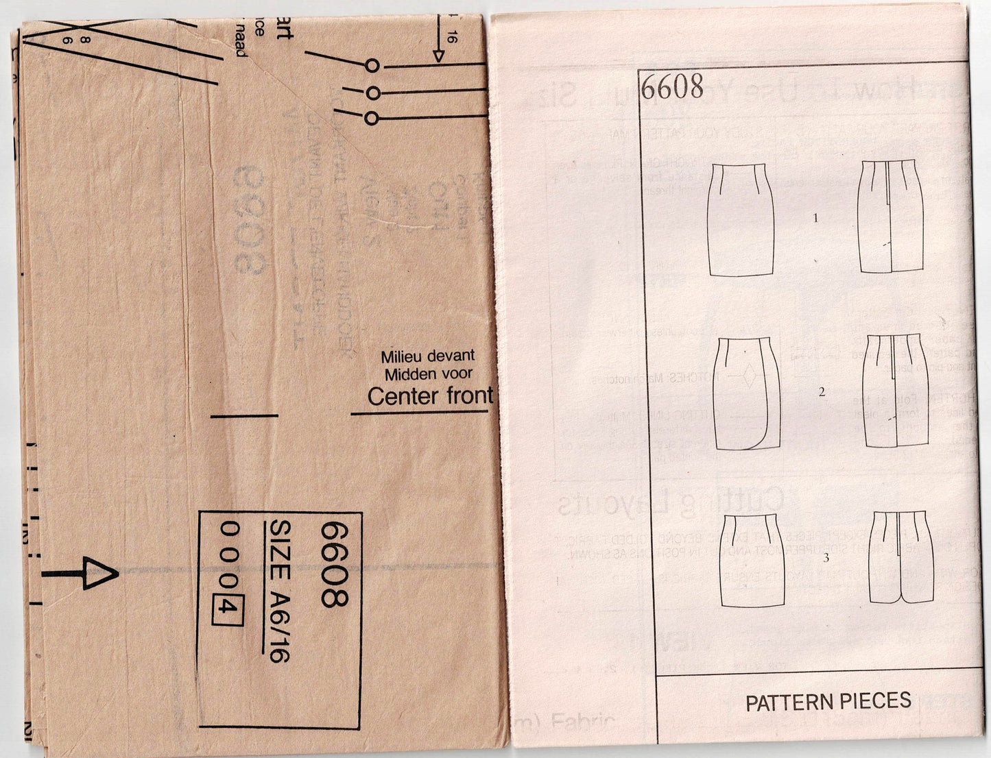 New Look 6608 Womens High Waisted Pencil Skirts 1980s Vintage Sewing Pattern Size 8 - 18 UNCUT Factory Folded