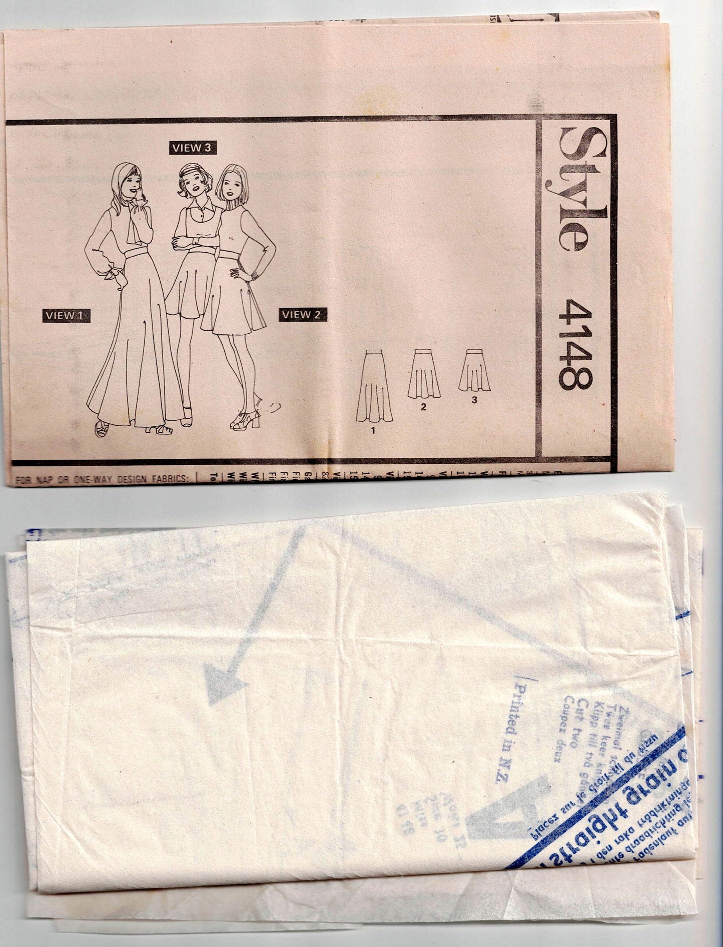 Style 4148 Womens Bias Cut Skirt in 3 Lengths 1970s Vintage Sewing Pattern Size 10 Waist 25 Inches