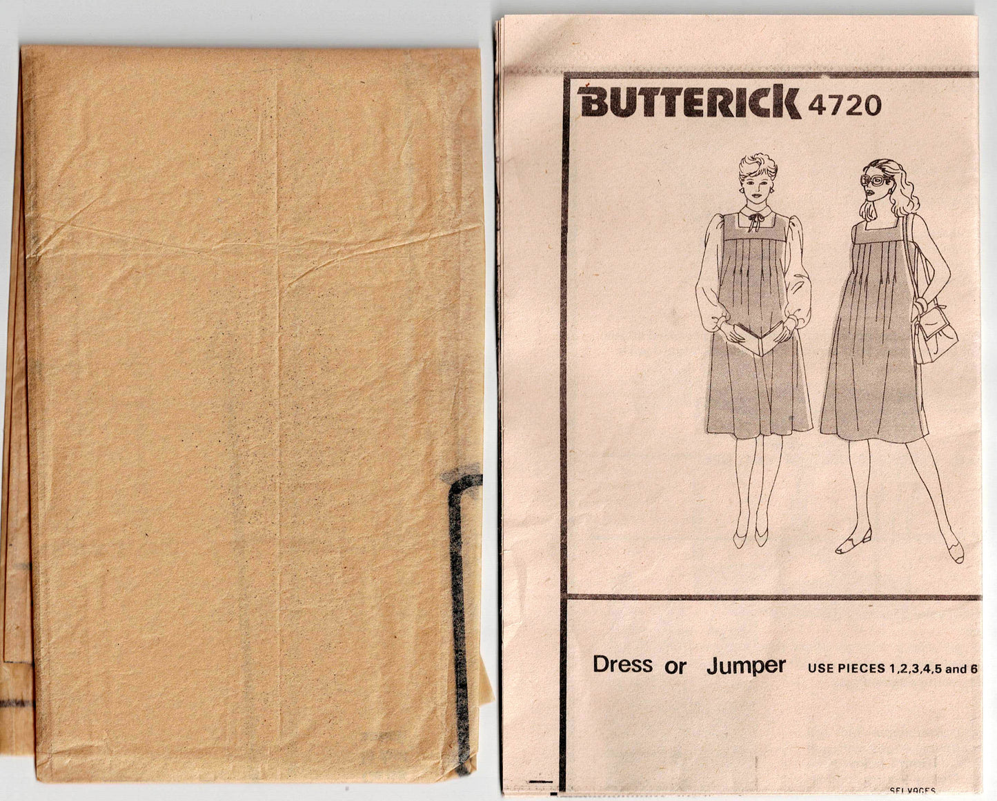 Butterick 4720 Maternity Dress or Pinafore 1980s Vintage Sewing Pattern Size 12 Bust 34 inches