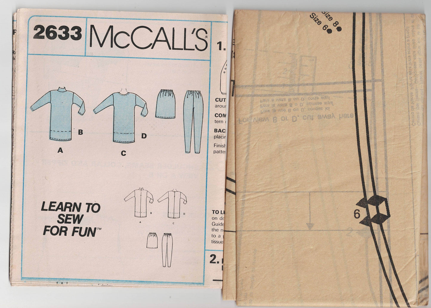 McCall's 2633 BROOKE SHIELDS Womens Dress Tunic Skirt & Stretch Leggings 1980s Vintage Sewing Pattern Size 6-8 UNCUT Factory Folded