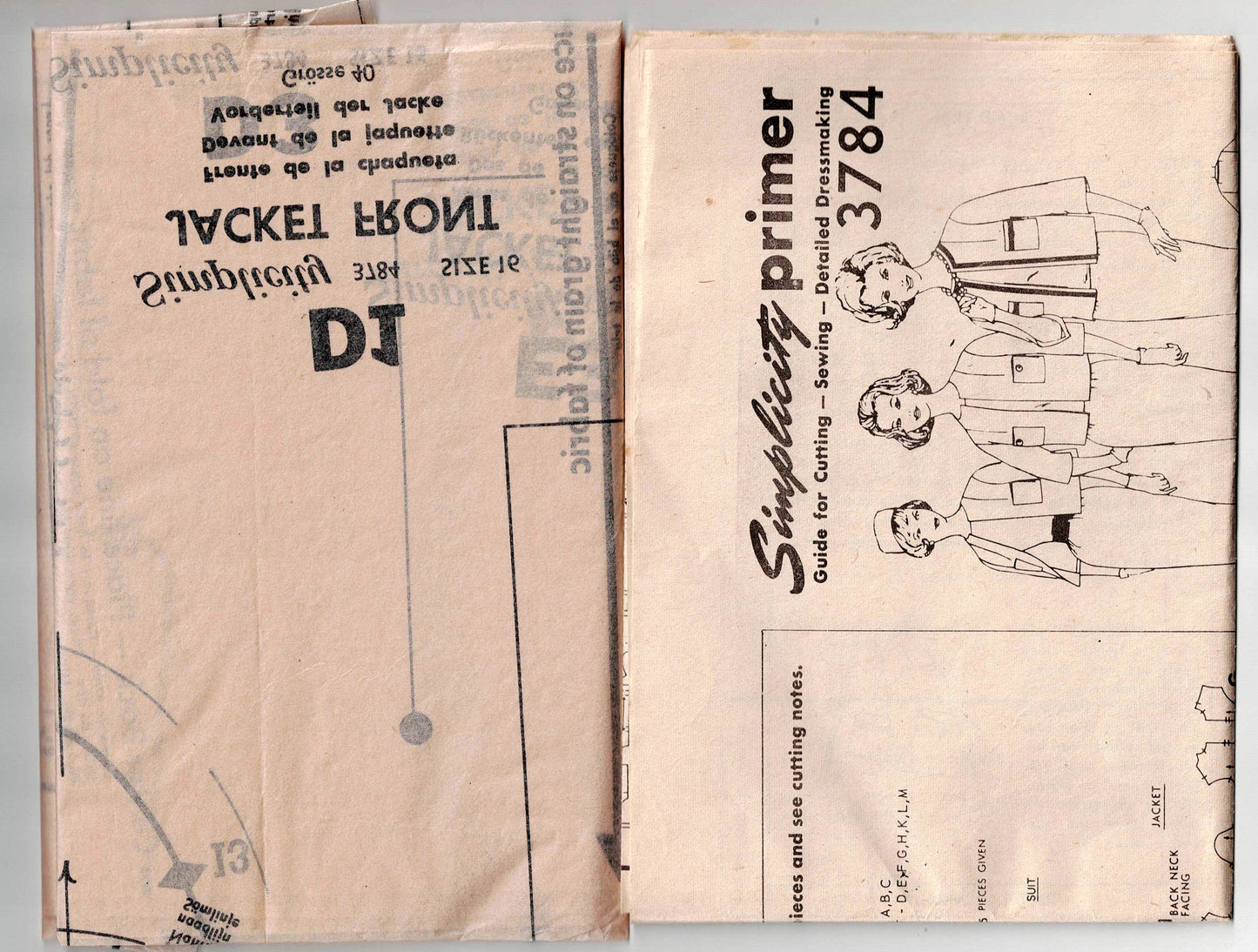 Simplicity 3784 Womens Proportioned Suit with Pencil Skirt 1960s Vintage Sewing Pattern Size 16 Bust 36 inches