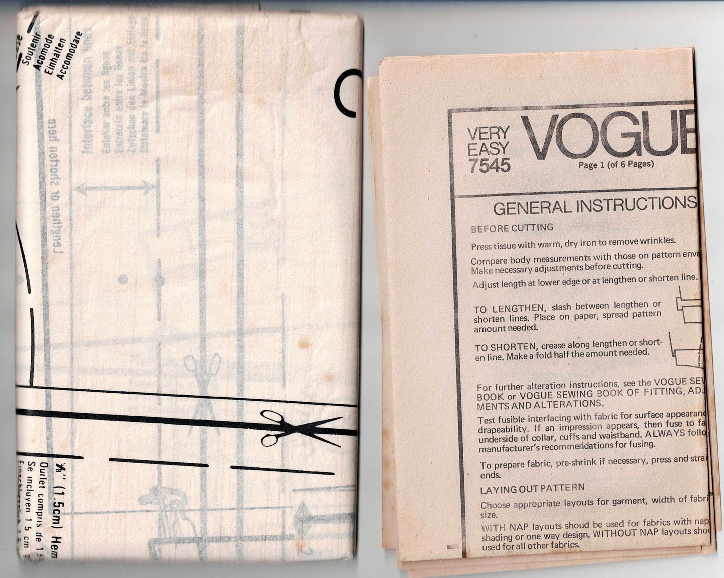 Very Easy Vogue 7545 Womens Asymmetric Mandarin Collar Dress Blouse Pants & Skirt 1970s Vintage Sewing Pattern Size 14 Bust 36 inches UNCUT Factory Folded