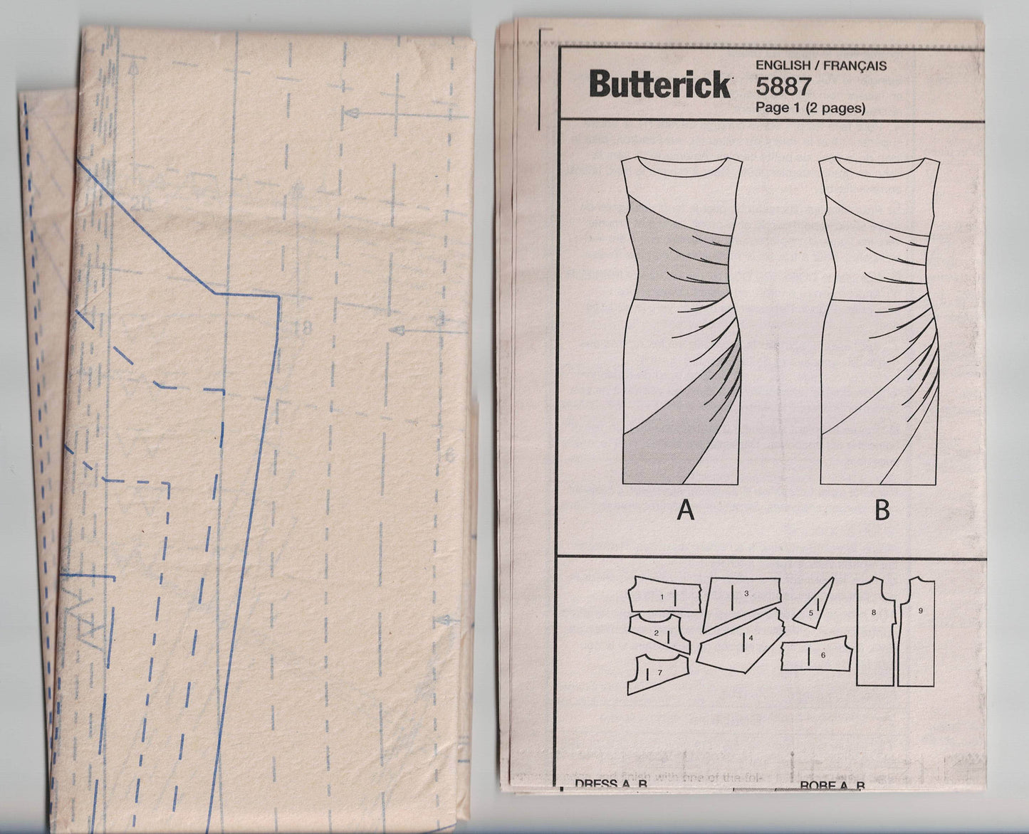 Butterick 5887 MUSE Womens Stretch Asymmetric Colour Blocked Dress Out Of Print Sewing Pattern Sizes 14 - 22 UNCUT Factory Folded