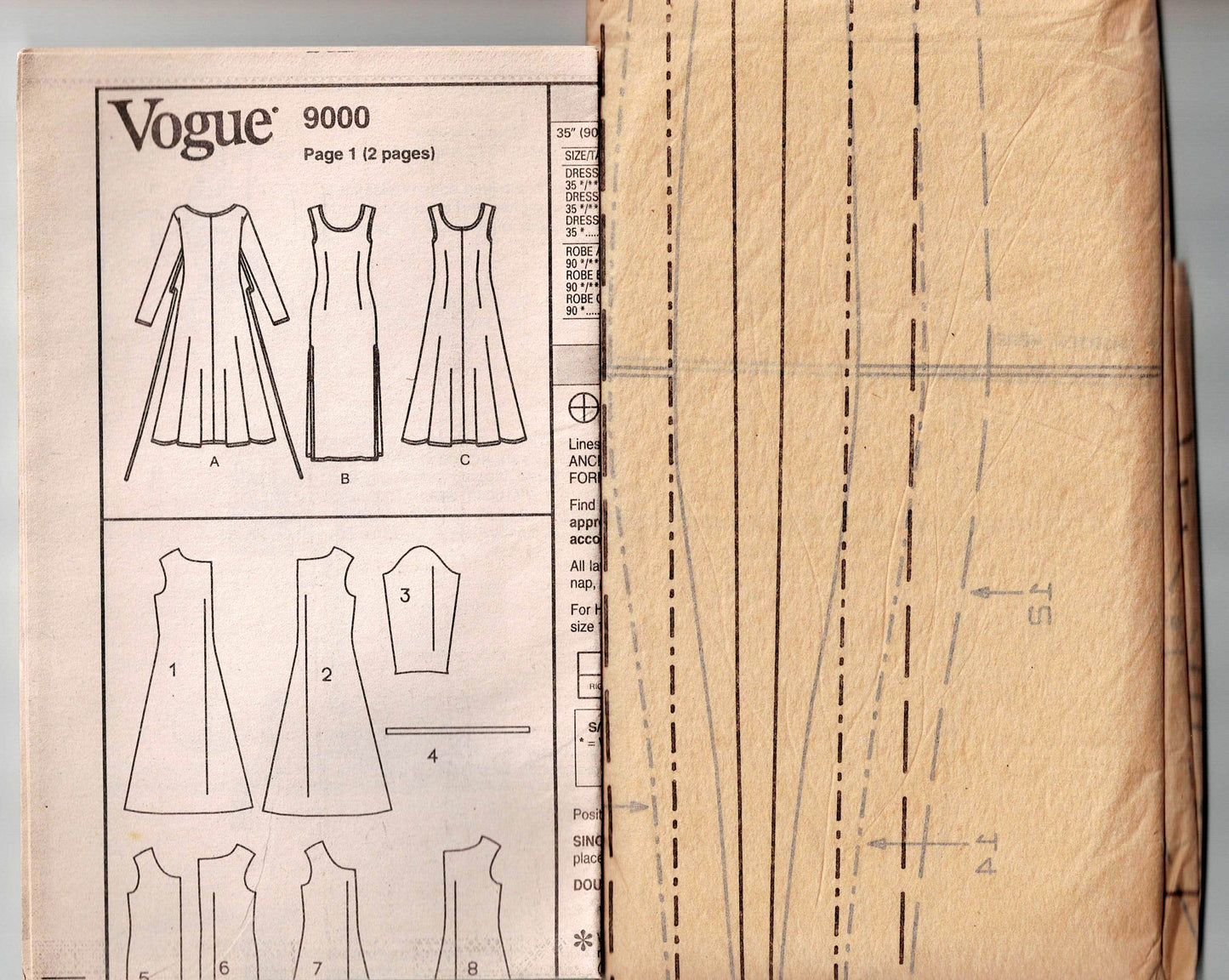 Vogue 9000 Womens Loose Fitting Sundress 1990s Vintage Sewing Pattern Size 12 - 16 UNCUT Factory Folded