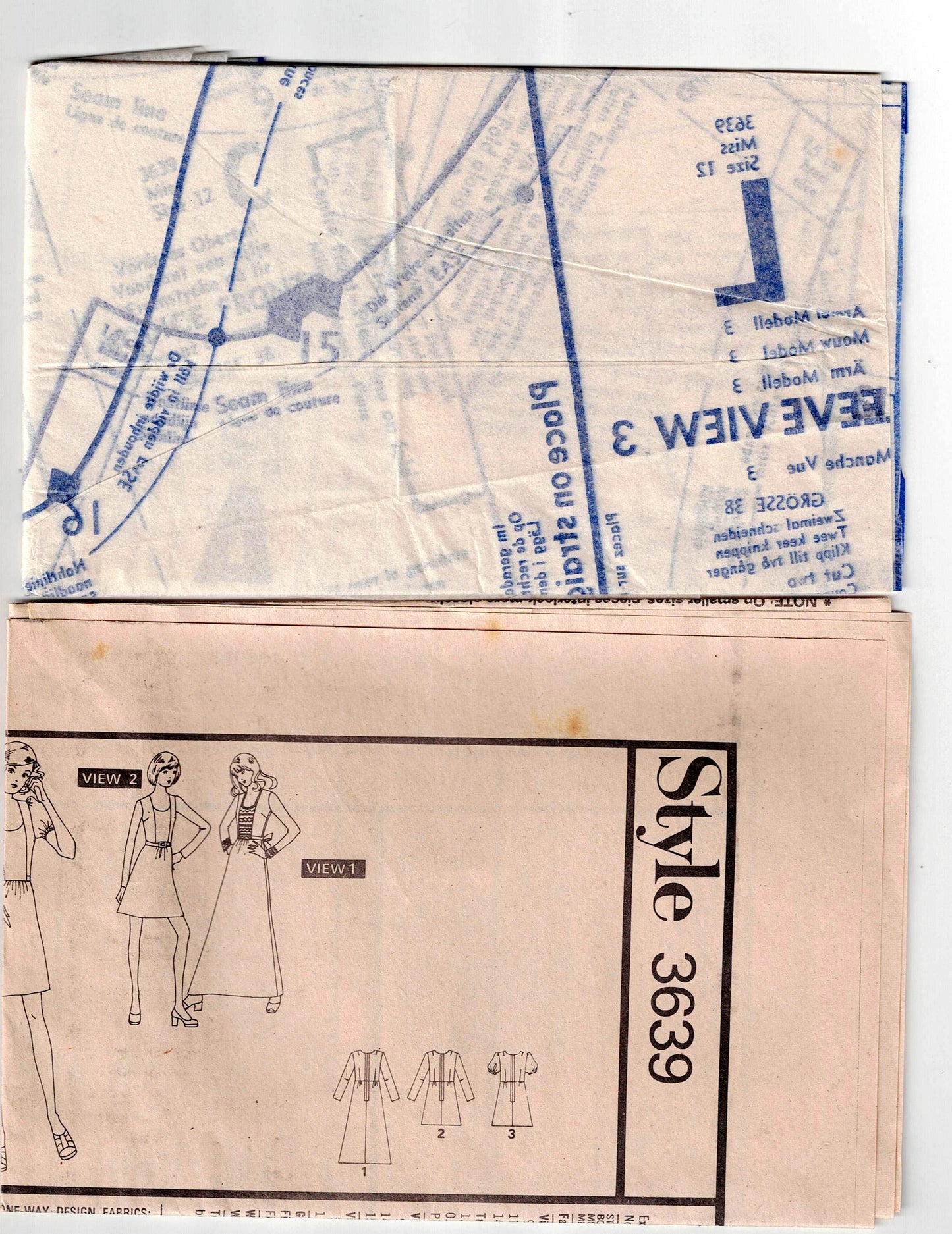 Style 3639 Womens High Waisted Hippie Dress with Panelled Bodice 1970s Vintage Sewing Pattern Size 12 Bust 34 inches