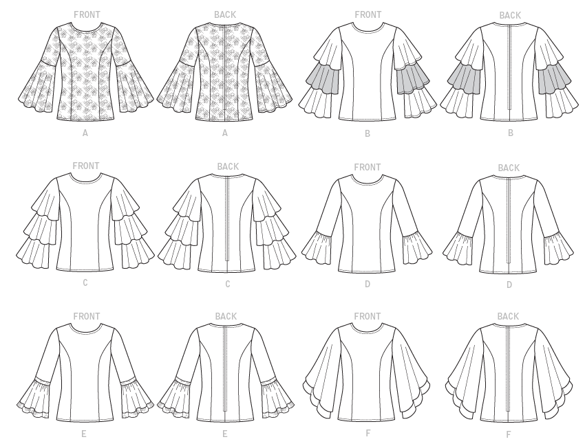 Vogue 9243 Easy Womens Boho Flared Sleeve Tops Sewing Pattern Size 14 - 22 UNCUT Factory Folded
