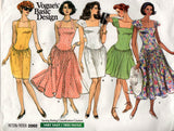Vogue Basic Design 2060 Womens Dropped Waist Halter or Cap Sleeved Dress 1980s Vintage Sewing Pattern Size 8 UNCUT Factory Folded