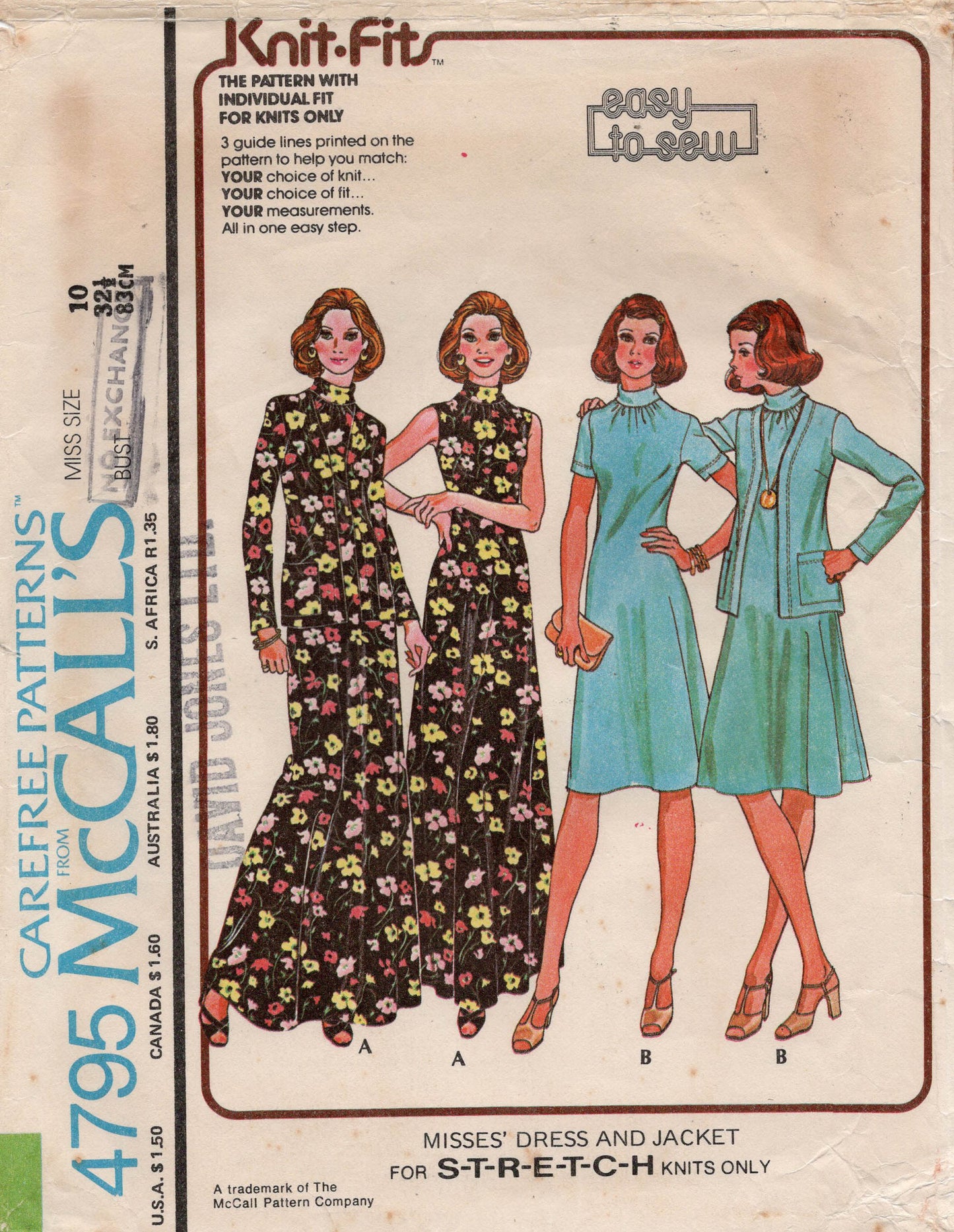 McCall's 4795 70s stretch dress and jacket