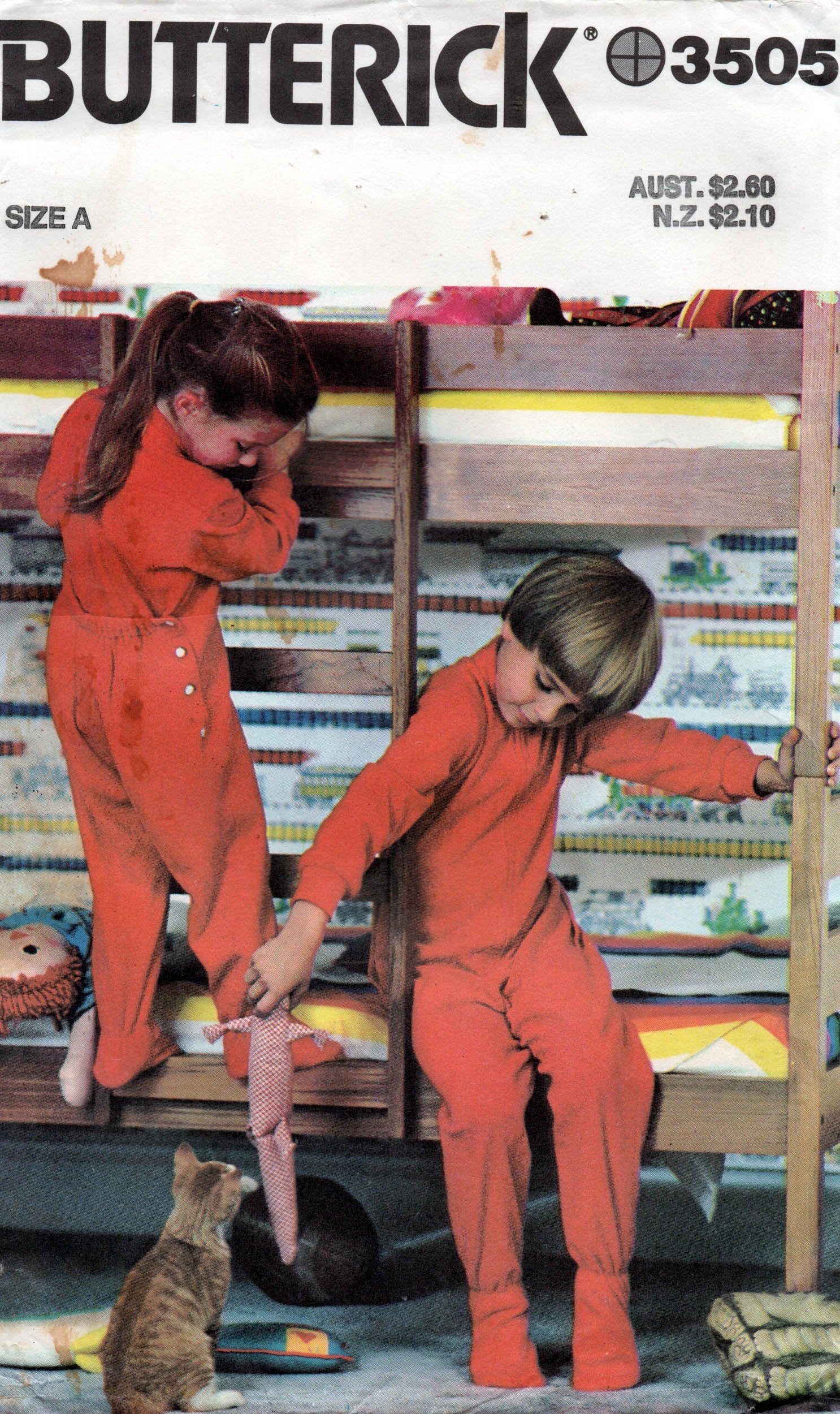Butterick 3505 Toddlers Footed Pajamas 1980s Vintage Sewing