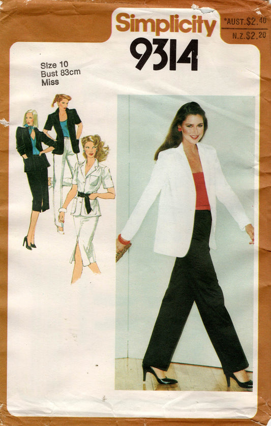 simplicity 9314 70s skirt pants shirt jacket