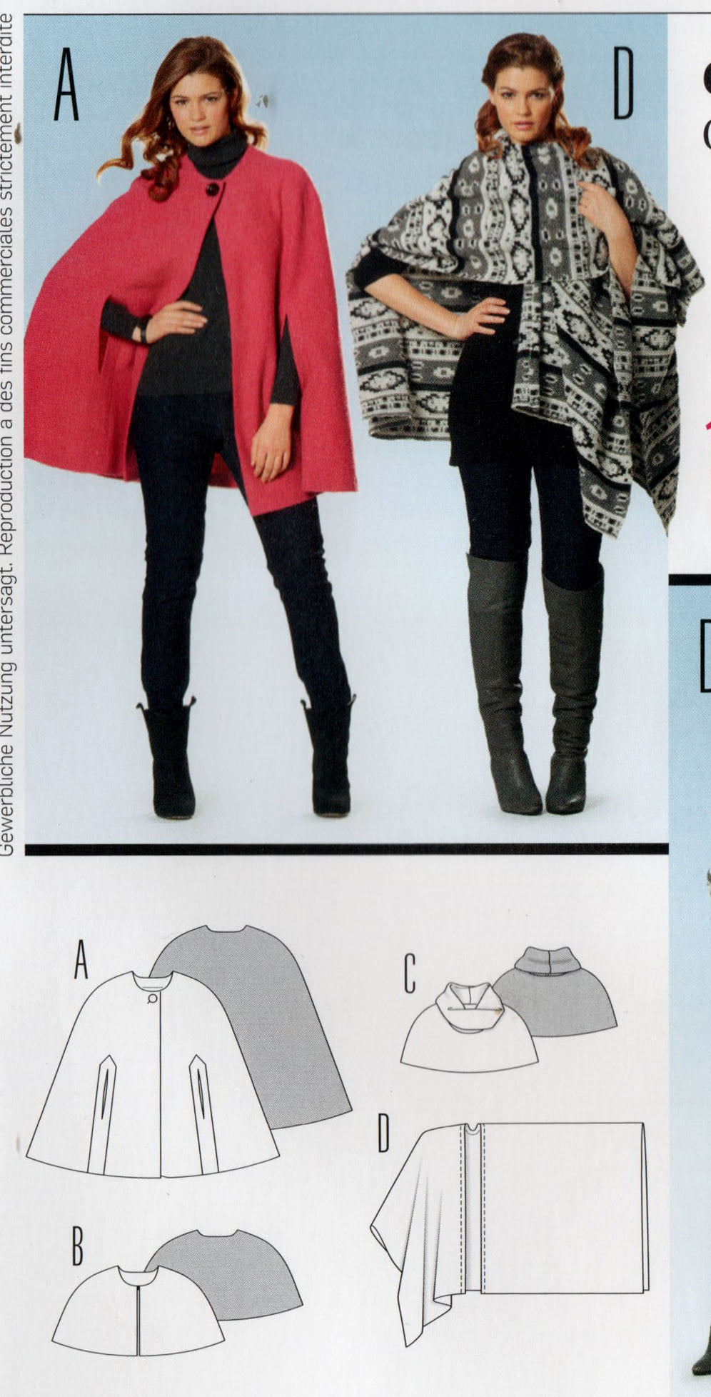 Burda Young 7313 Womens Shrugs Wrap & Capes Sewing Pattern Sizes 10 - 22 UNCUT Factory Folded
