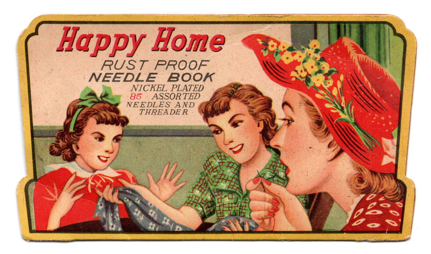 Happy Home Collectable 1950s Vintage Sewing Needle Book with Needles