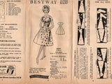 Bestway D.3,947 RARE Womens Full Skirt Shelf Bust Kimono Sleeved Evening Dress 1950s Vintage Sewing Pattern Bust 38 inches UNUSED Factory Folded