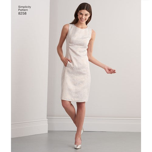 Simplicity 8258 Womens AMAZING FIT Princess Seamed Dress with Pockets Sewing Pattern Size 10 - 18 UNCUT Factory Folded