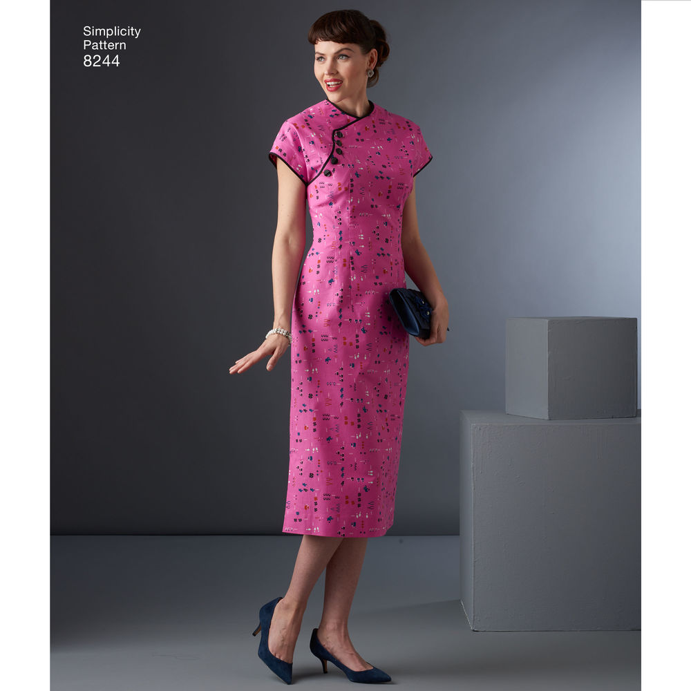 Simplicity 8244 Womens Cheongsam Dress 1950s Reissued Sewing Pattern Size 14 - 22 UNCUT Factory Folded