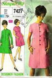 Simplicity 7427 Womens Designer Dress with Concealed Pockets 1960s Vintage Sewing Pattern Size 14 Bust 36 inches