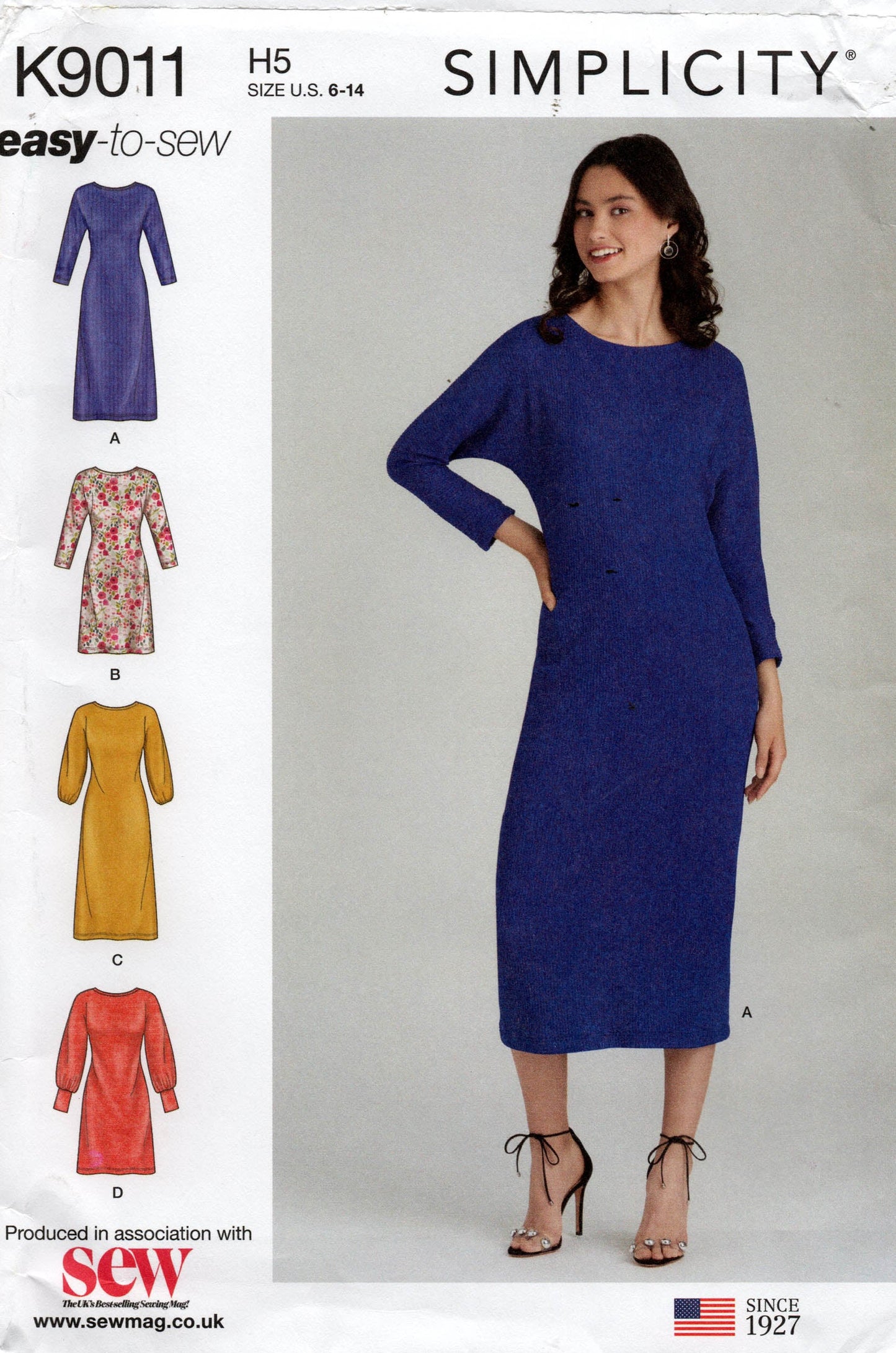 Simplicity K9011 Womens EASY Stretch Pullover Dress Out Of Print Sewing Pattern Size 6 - 14 UNCUT Factory Folded