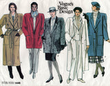 Vogue Basic Design 1446 Womens Lined Overcoats 1980s Vintage Sewing Pattern Size 8 - 12 UNCUT Factory Folded