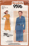 Simplicity 9596 Womens EASY Stretch Pullover Dress 1980s Vintage Sewing Pattern Size 10-14 or 8-12 UNCUT Factory Folded