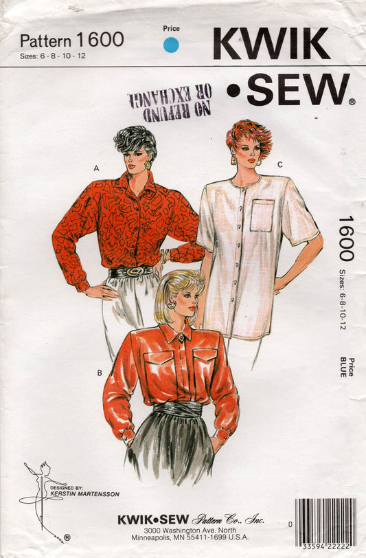 kwik sew 1600 80s blouse