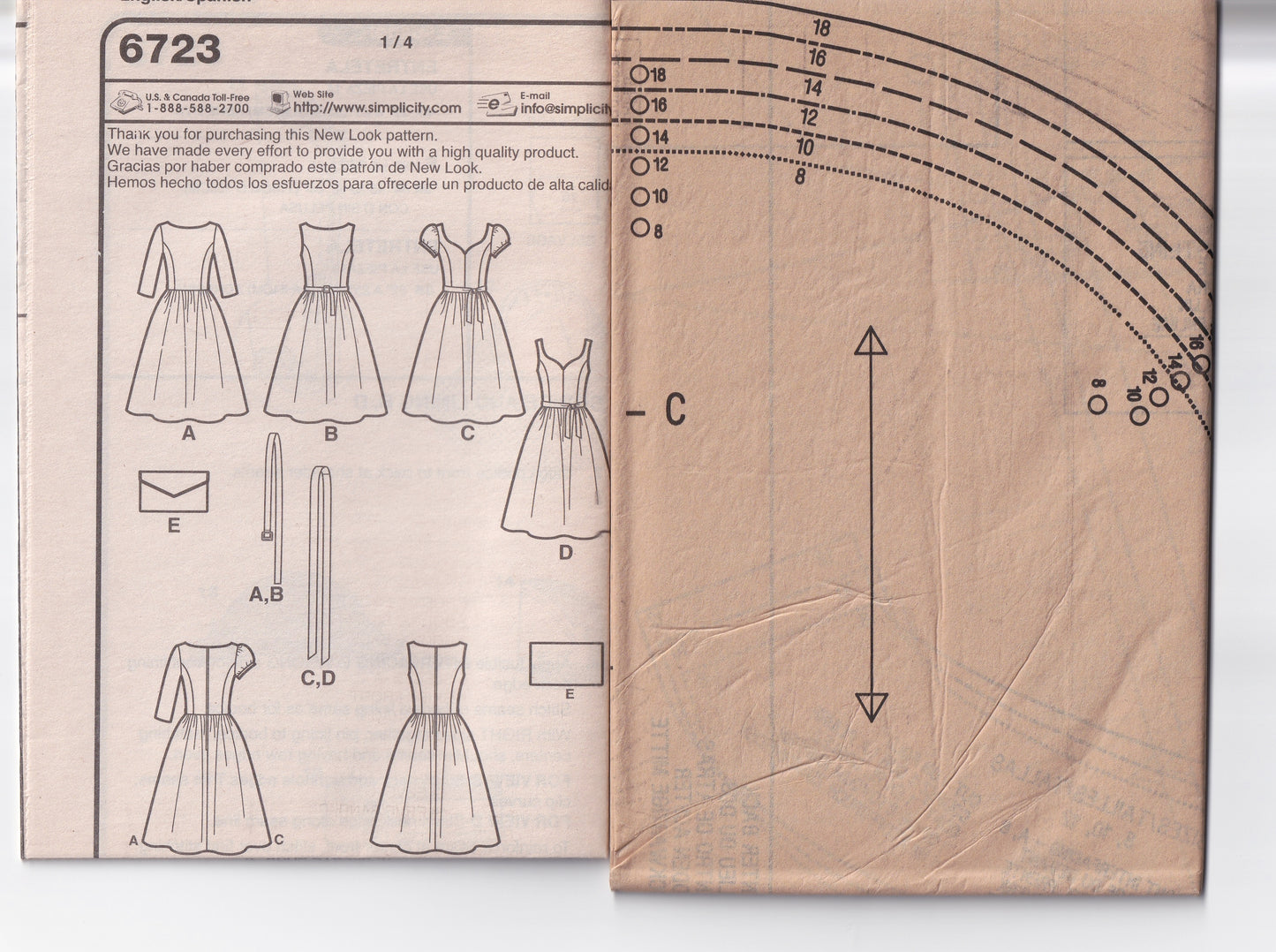 New Look 6723 Womens Princess Bodice Full Skirt Dress & Purse Out Of Print Sewing Pattern Size 8 - 18 UNCUT Factory Folded